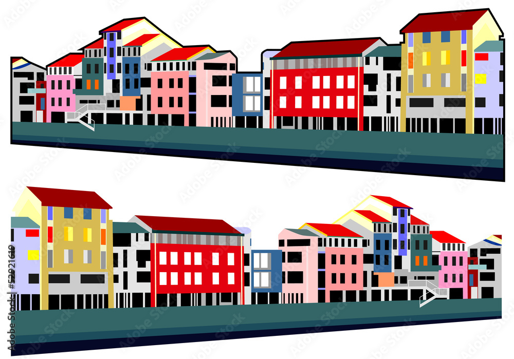 Fototapeta premium houses embankment