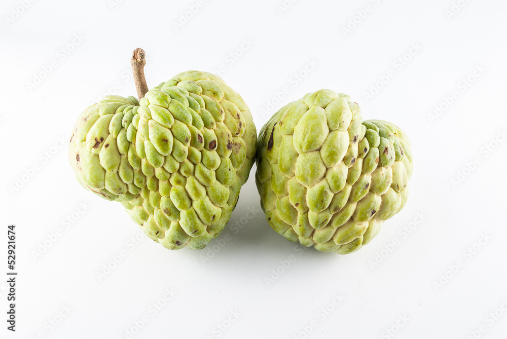 Obraz premium Cherimoya fruit on white - Exotic fruit on white