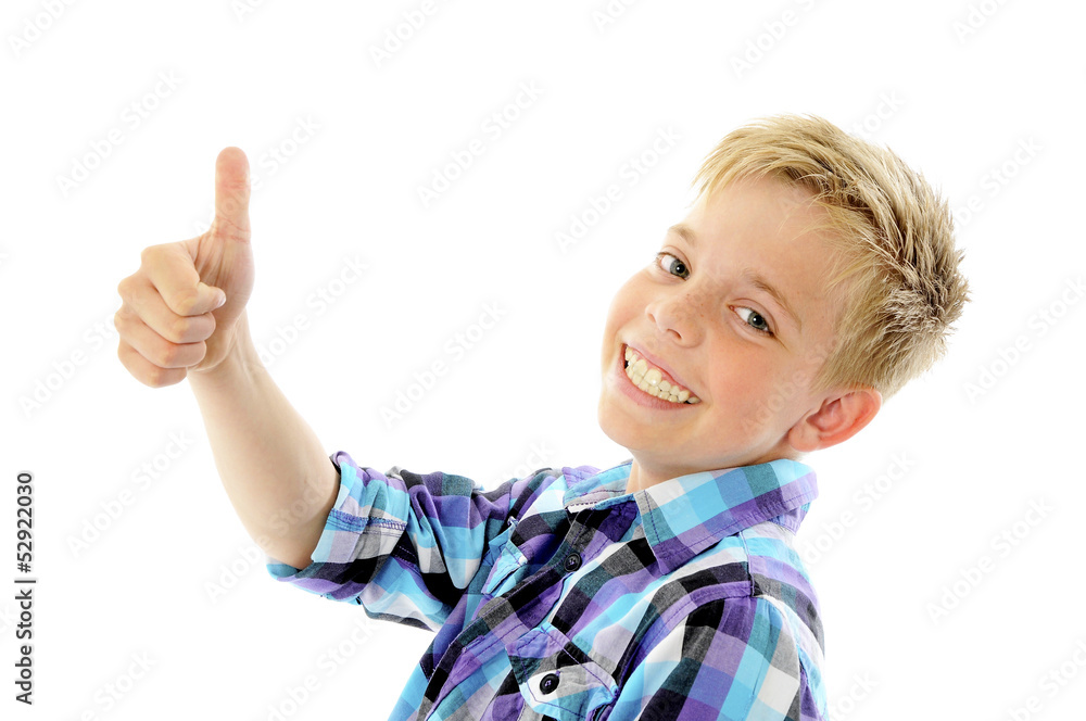 Happy boy showing thumbs up gesture Happy boy showing thumbs up gesture