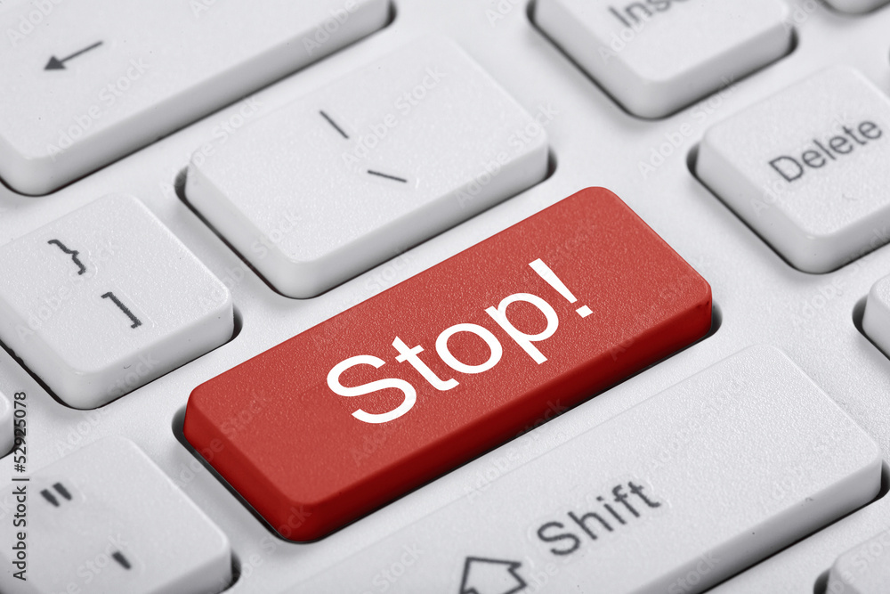 Red key of the computer. Stop Red key of the computer. Stop