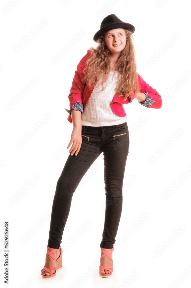 laughing stylish teenage