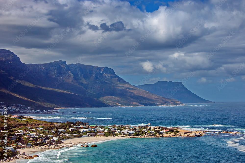 Resort village at Atlantic coast, Camps bay, Cape Town
