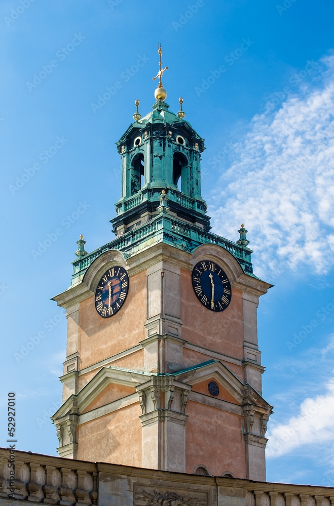 The tower of the Cathedral of St. Nicholas in Stockholm