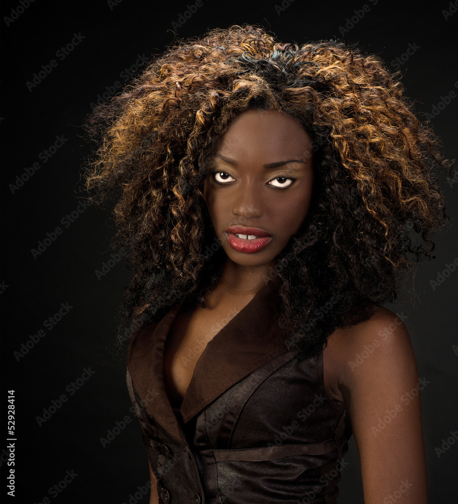 Beautiful African American woman with gorgeous lips and big hair