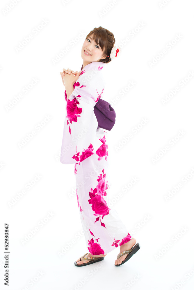 Beautiful young woman wearing japanese traditional kimono Beautiful young woman wearing japanese traditional kimono