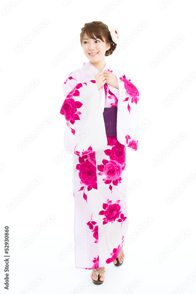 Beautiful young woman wearing japanese traditional kimono Beautiful young woman wearing japanese traditional kimono