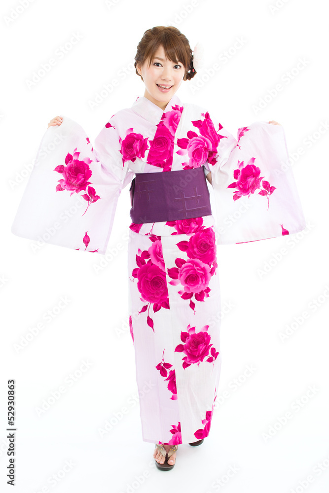 Beautiful young woman wearing japanese traditional kimono Beautiful young woman wearing japanese traditional kimono