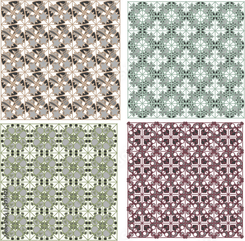 Set of detailed repeating damask patterns