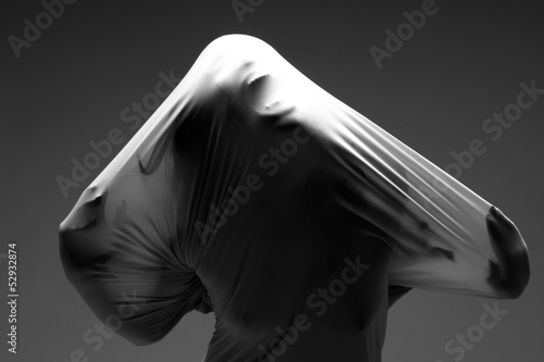 Scary Horror Image of a Woman Trapped in Fabric