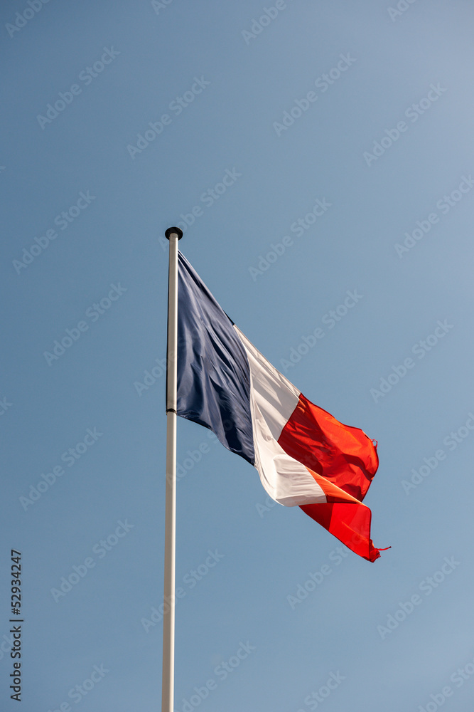 Flag of France on a perfect sky background Flag of France on a perfect sky background