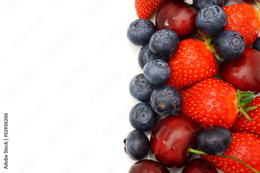 Fruit border isolated on white