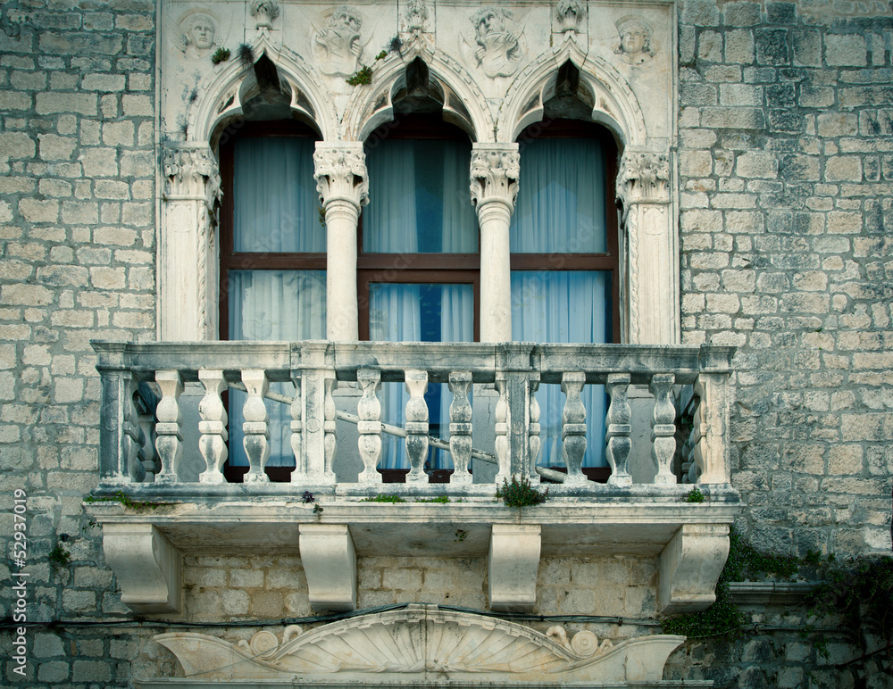 Fototapeta premium old window with a small balcony, in city of Zadar, Dalmatia, Cro