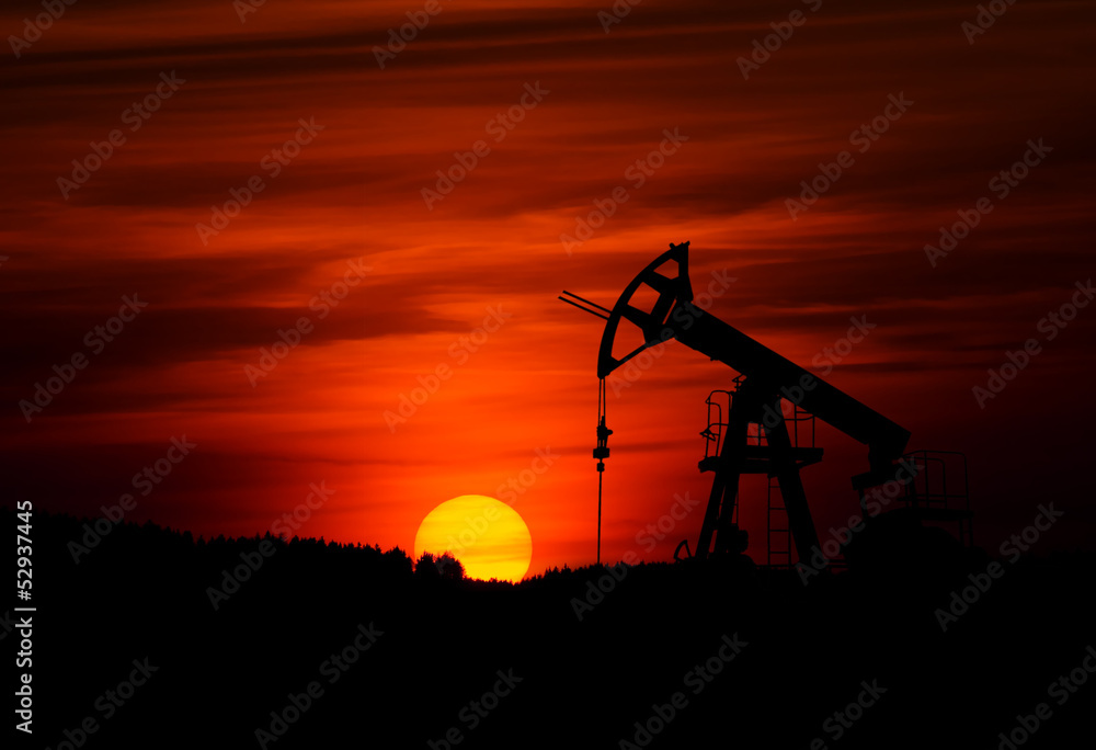 Oil pump and sunset