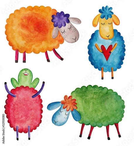 Set of cartoon sheep photo