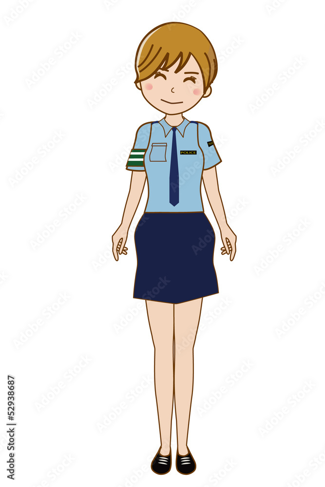 警察官 婦人警官 女性 アジア 日本人 かわいい 女の子 ポーズ Stock Illustration Adobe Stock