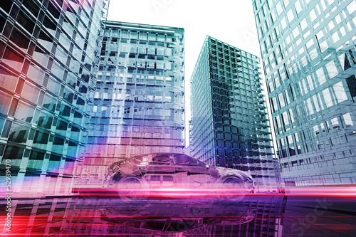 Futuristic car in the city