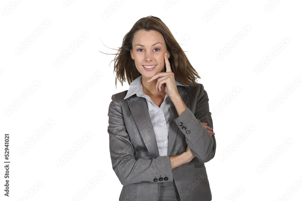 Businesswoman standing on white background Businesswoman standing on white background