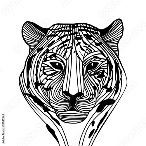 Fototapeta Naklejka Na Ścianę i Meble -  Tiger head silhouette, Vector