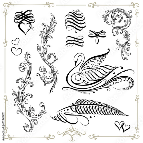 Kalligraphie, vintage, filigran
