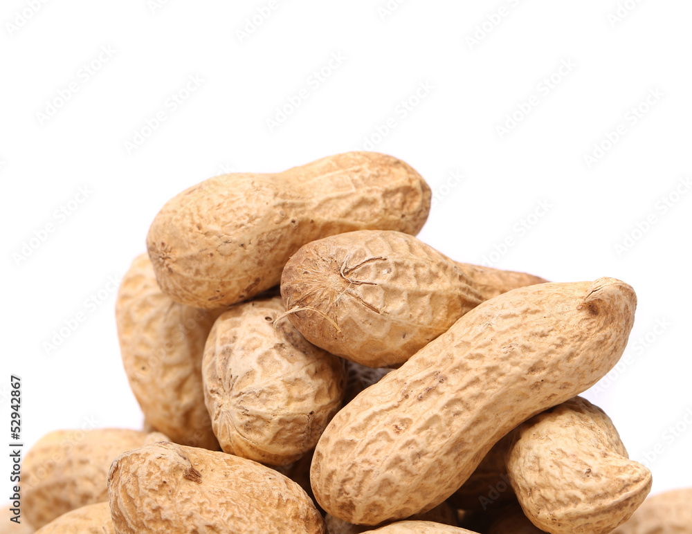 White background and peanuts White background and peanuts