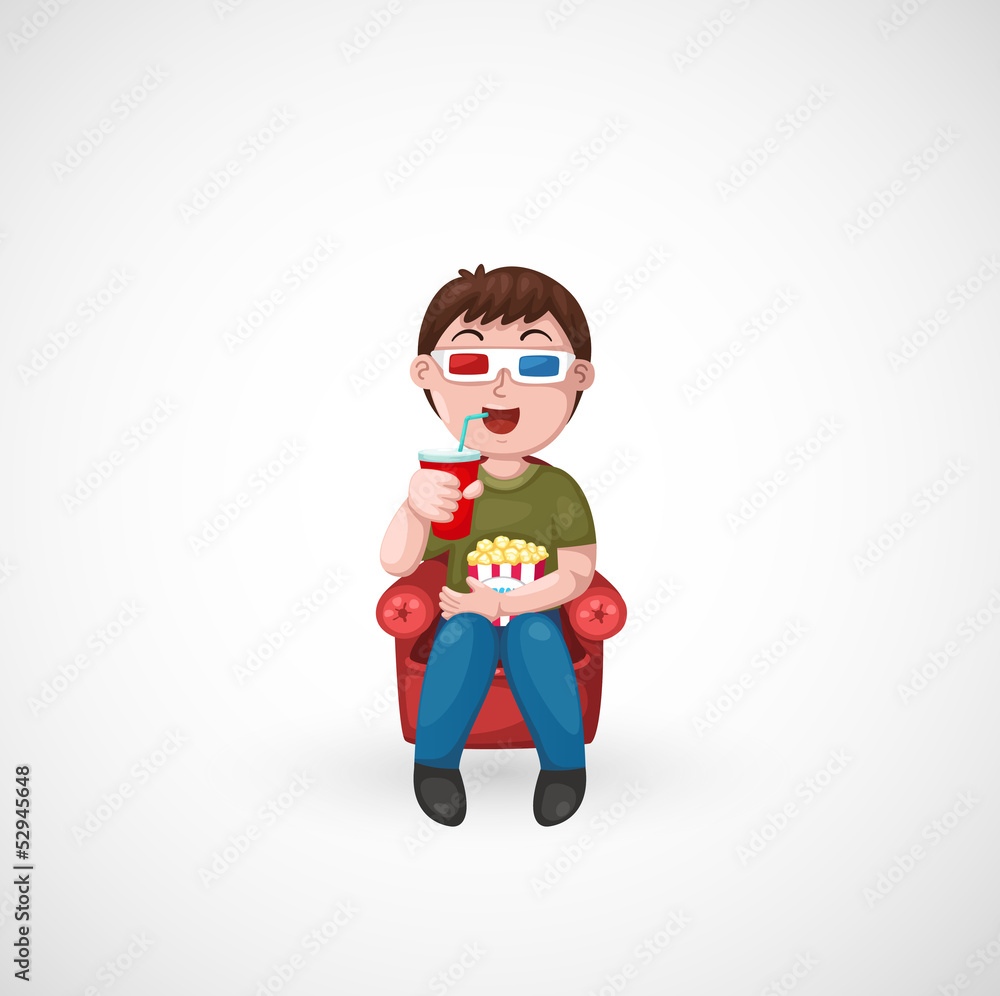 kids watching a movie with 3d glasses vector kids watching a movie with 3d glasses vector