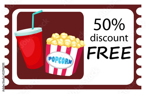 illustration of isolated ticket drink and popcorn vector