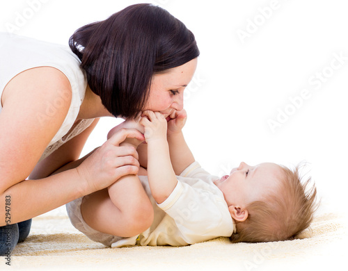 happy mother having fun wit...