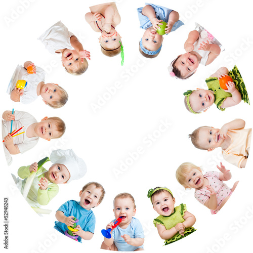 Group of smiling kids babie...
