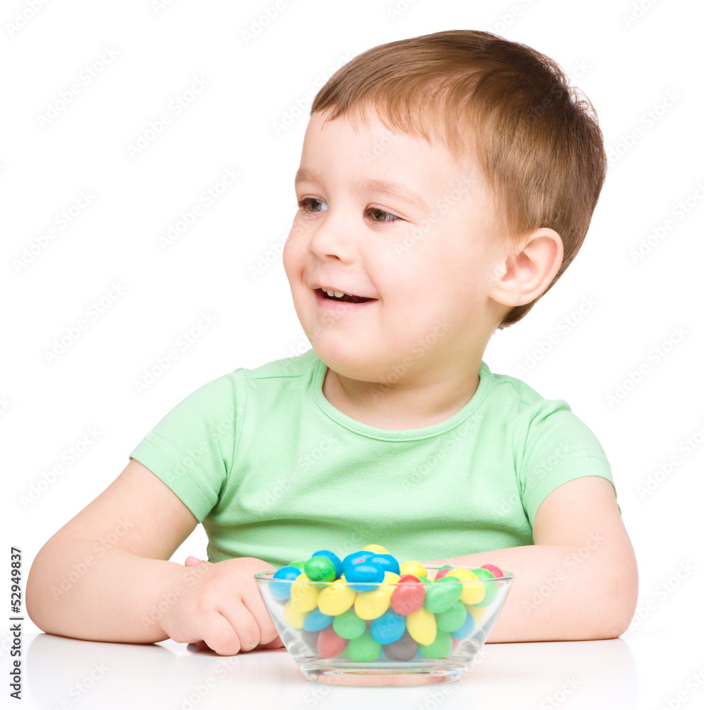 Portrait of a boy with candies Portrait of a boy with candies
