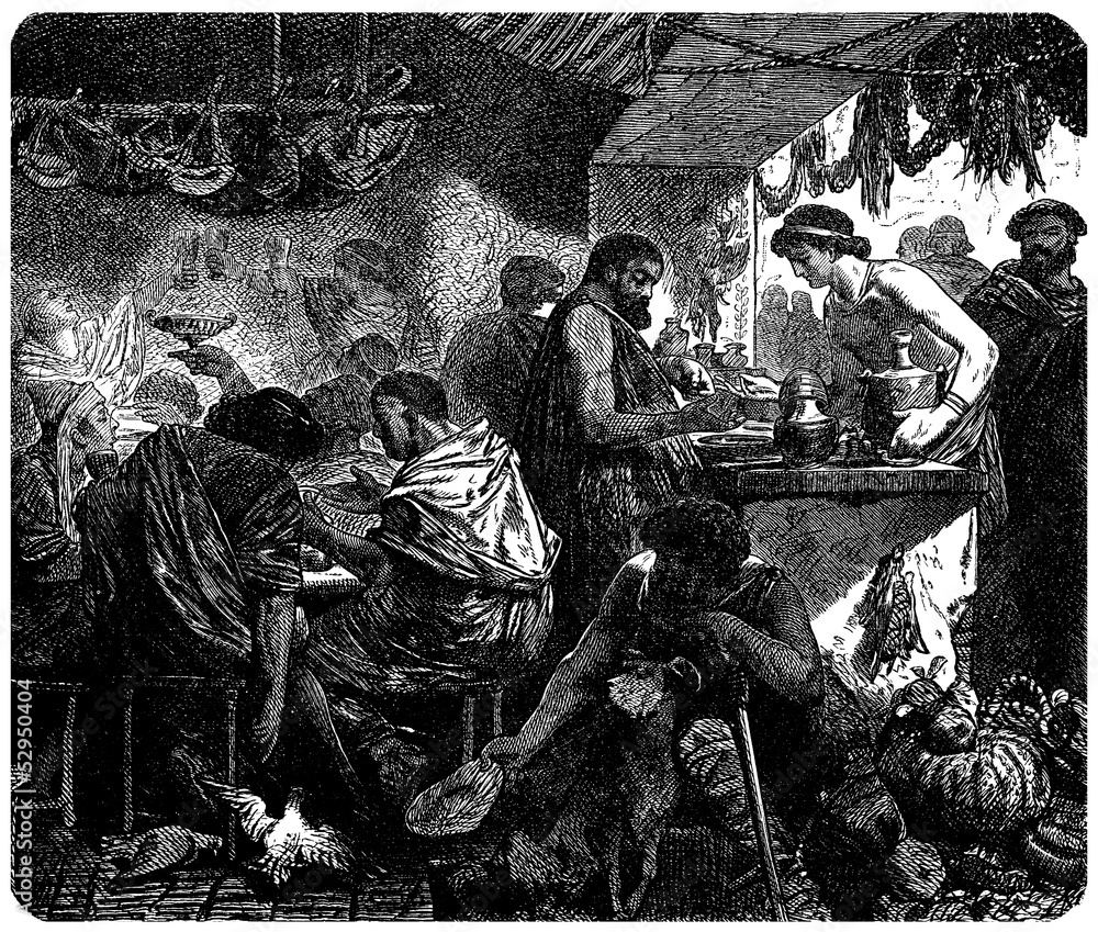 Tavern Rome Ancient Rome : Tavern Scene Stock Illustration | Adobe Stock