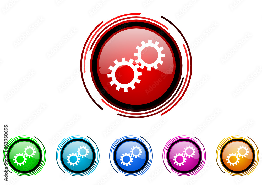 gears vector glossy web icon set gears vector glossy web icon set