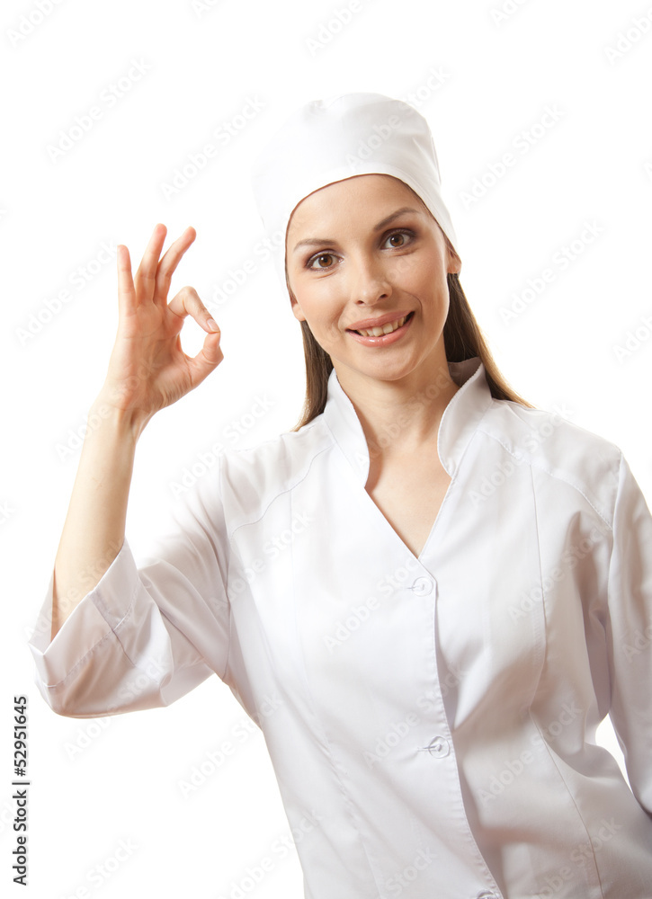 doctor showing okay gesture, isolated on white background doctor showing okay gesture, isolated on white background