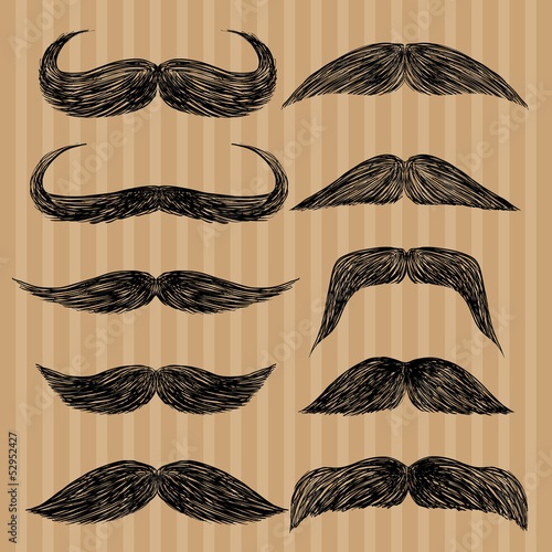 Different types of mustaches. Retro style.