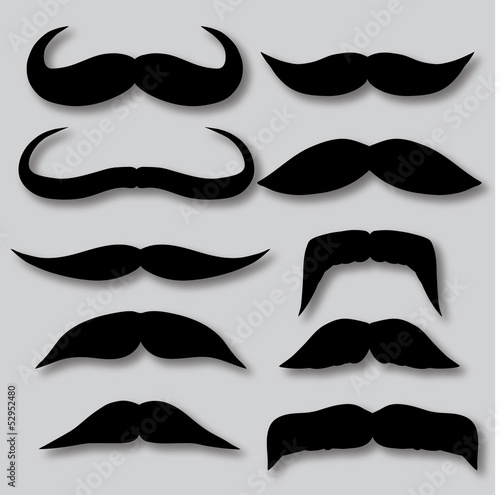 Different types of mustaches. Retro style.