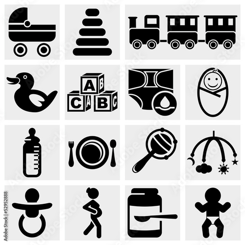 Baby vector icons set.
