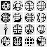 Globe earth vector icon set on gray