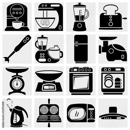 Household kitchen aplliance vector icons