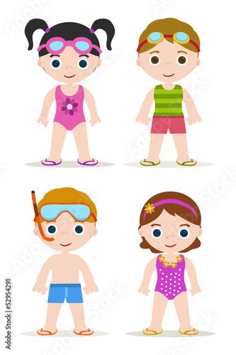 set of four swimming pool kids