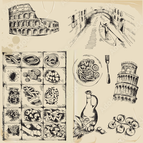 Scrapbook Design Elements - hand drawn Italy set  - in vector