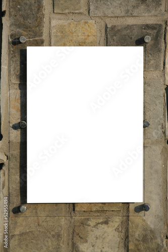 blank sign over pannel rock background
