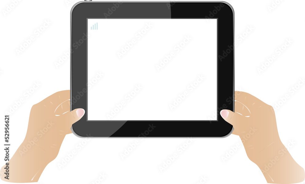 Hands holding touch screen tablet pc with blanc screen Hands holding touch screen tablet pc with blanc screen