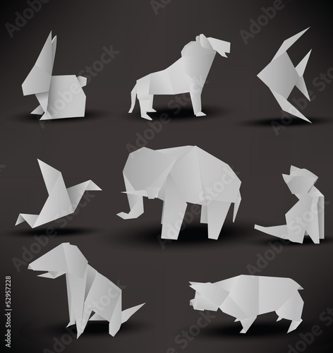Origami animals (black and white)