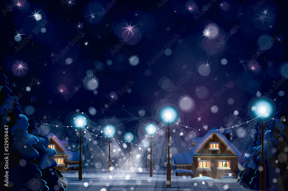 Vector of winter landscape. Merry Christmas!
