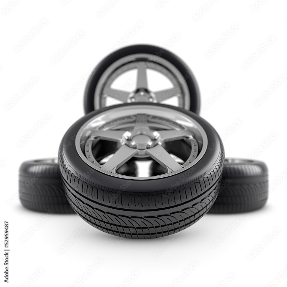 Obraz premium Wheels composition on white
