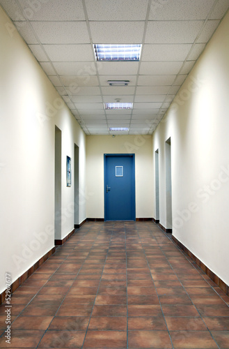 empty long corridor modern office building