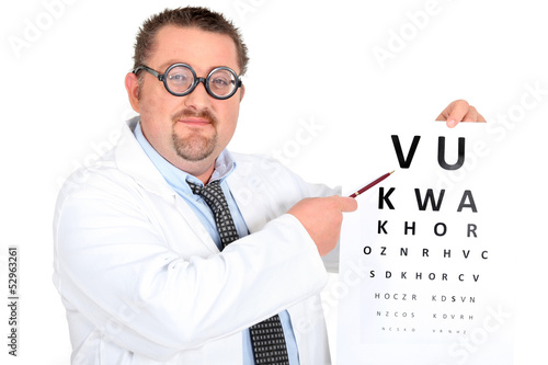 Funny ophtalmologist with bifocal glasses