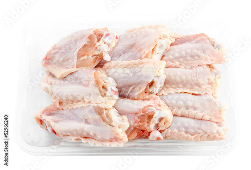 fresh Chicken middle wings in package isolate