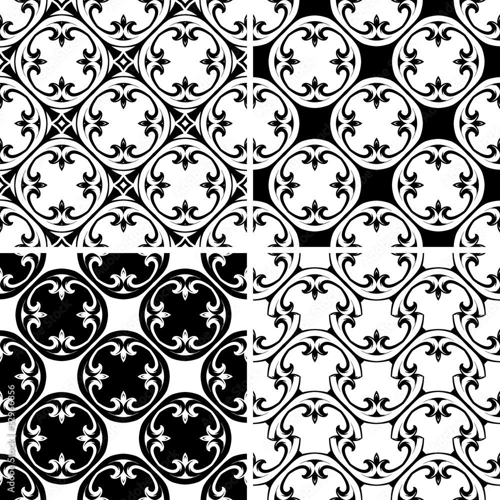 Set seamless decorative pattern