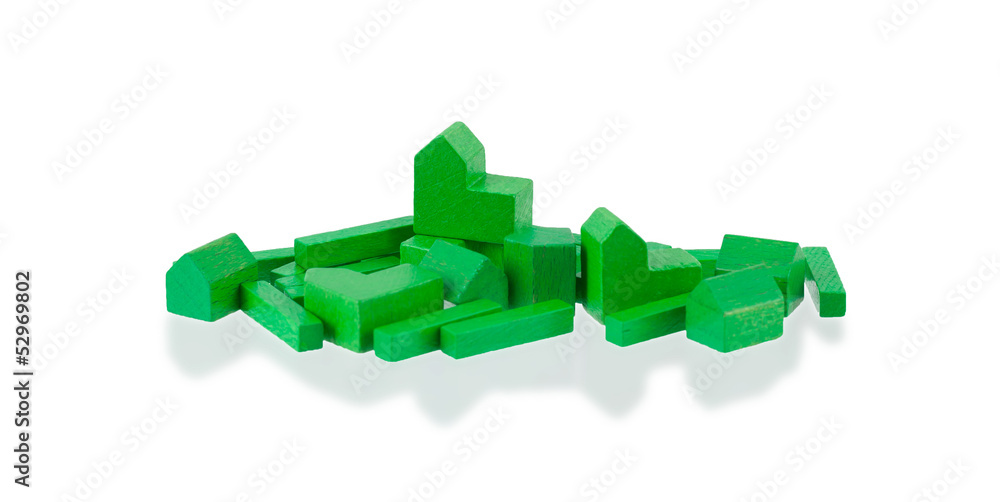Small wooden building blocks isolated