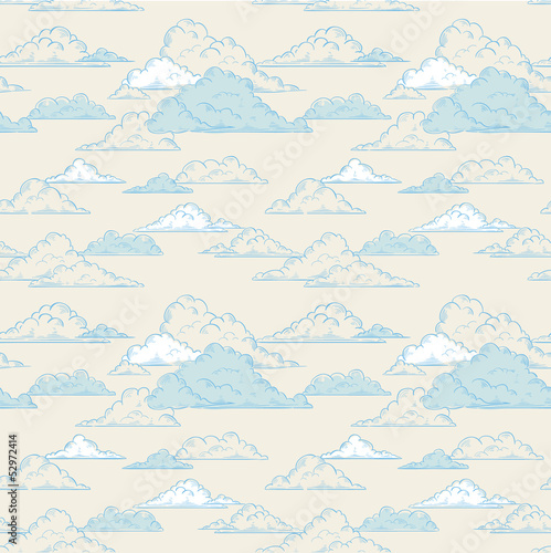 Clouds seamless pattern hand-drawn illustration
